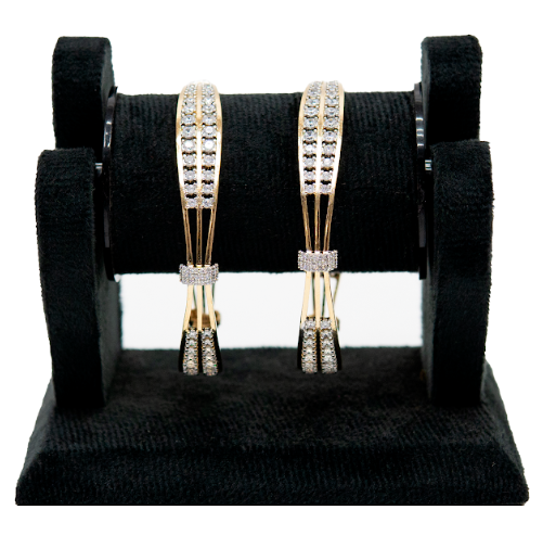 Gold-Plated CZ Stone Bangles – Elegant Designer Set